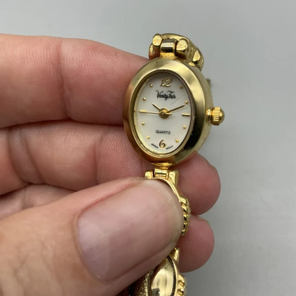 Vintage Vanity Fair Womens Watch 16mm Abalone Scarab Band New Battery 7.25